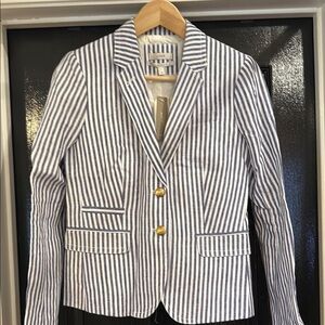 J.Crew Linen Striped Blazer with Gold Accents